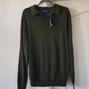 Alan Flusser 50% Merino Wool Blend Collar Sweater